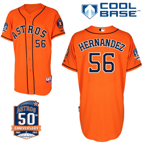 Astros 56 Hernandez Orange 50th Anniversary Patch Cool Base Jerseys