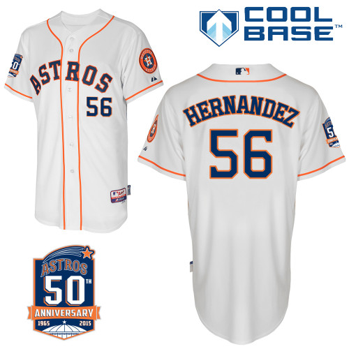 Astros 56 Hernandez White 50th Anniversary Patch Cool Base Jerseys