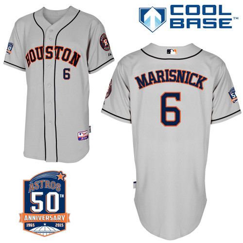 Astros 6 Marisnick Grey 50th Anniversary Patch Cool Base Jerseys