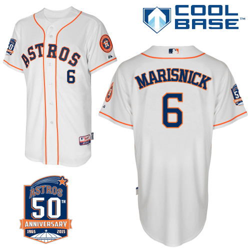 Astros 6 Marisnick White 50th Anniversary Patch Cool Base Jerseys