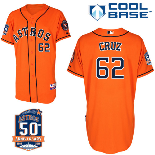 Astros 62 Cruz Orange 50th Anniversary Patch Cool Base Jerseys