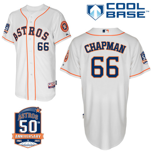Astros 66 Chapman White 50th Anniversary Patch Cool Base Jerseys
