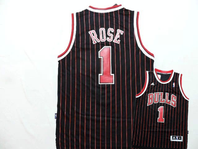 Bulls 1 Rose Red Stripe Black New Revolution 30 Jerseys
