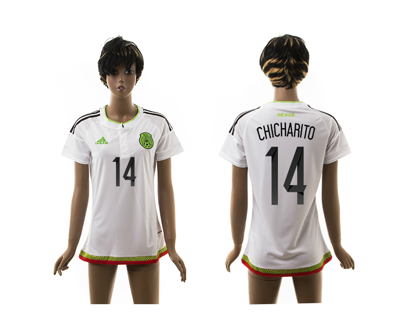 2015-16 Mexico 14 Chicharito Away Thailand Women Jersey