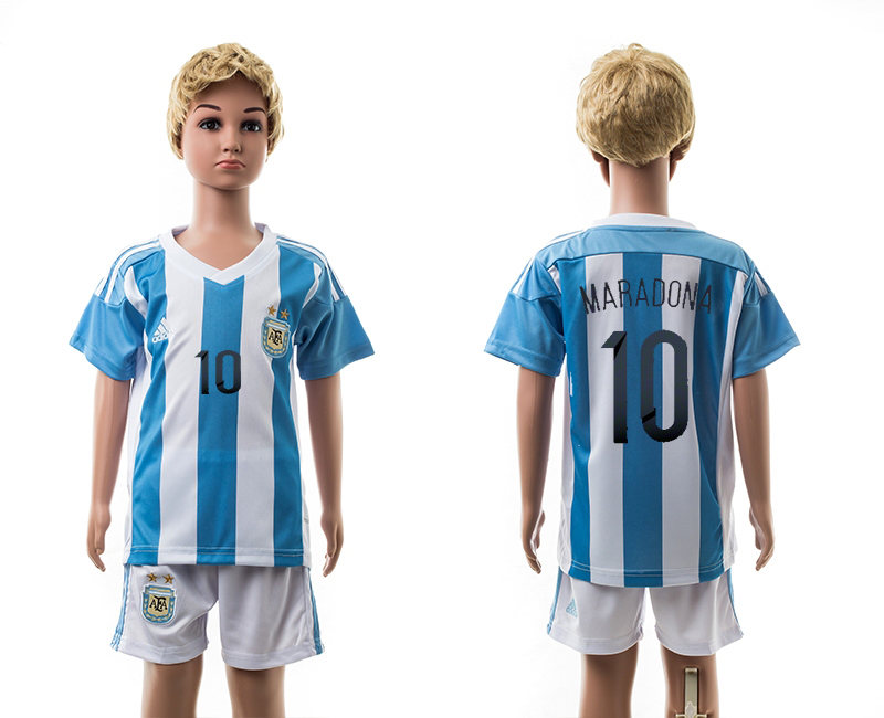 2015-16 Argentina 10 Maradona Home Youth Jersey