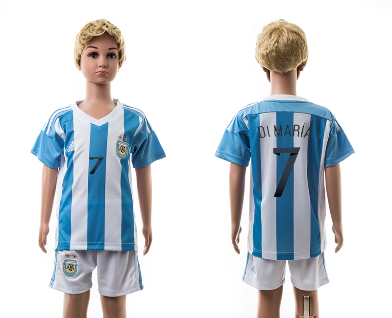 2015-16 Argentina 7 Di Maria Home Youth Jersey