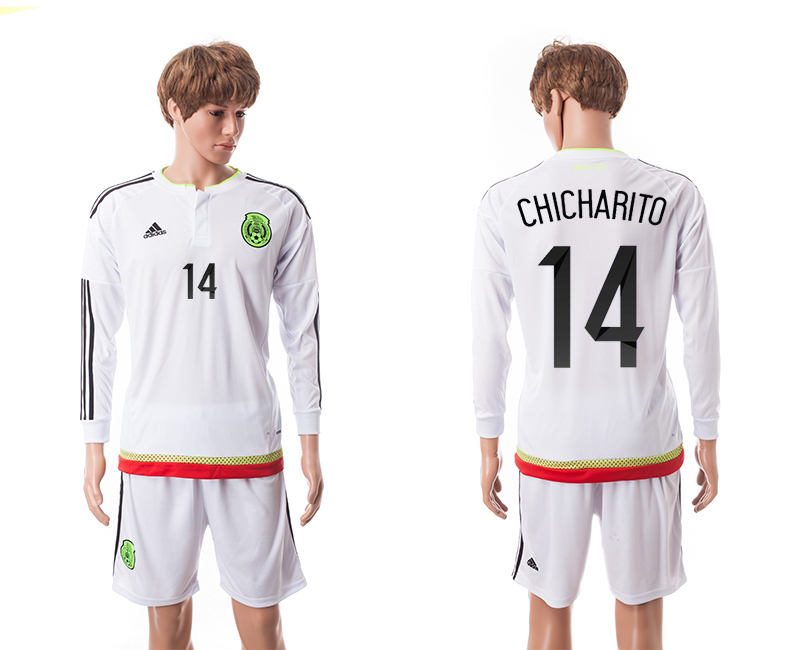 2015-16 Mexico 14 Chicharito Away Long Sleeve Jersey