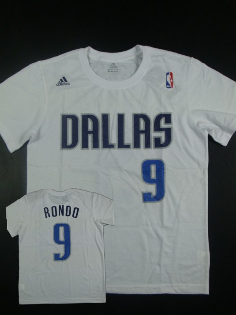Mavericks 9 Rondo Name & Number White T-Shirt