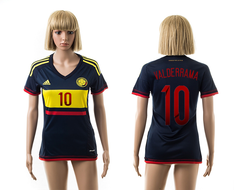2015-16 Colombia 10 Valderrama Away Women Jersey
