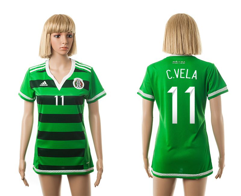 Mexico 11 C.Vela Home 2015 FIFA Women's World Cup Jersey