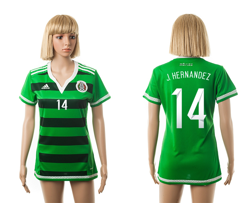 Mexico 14 J.Hernandez Home 2015 FIFA Women's World Cup Jersey