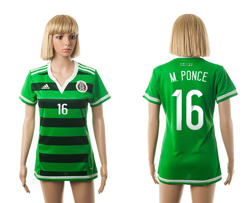 Mexico 16 M.Ponce Home 2015 FIFA Women's World Cup Jersey