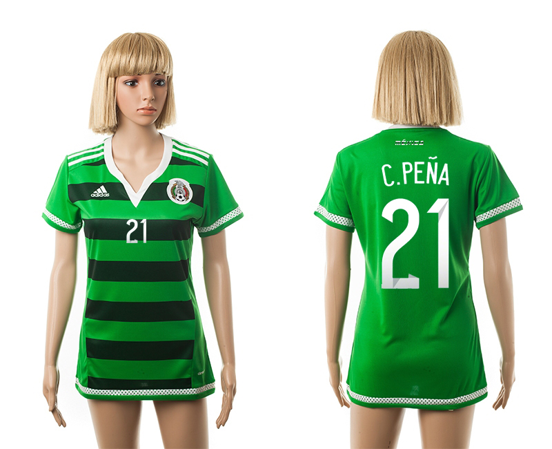 Mexico 21 C.Pena Home 2015 FIFA Women's World Cup Jersey