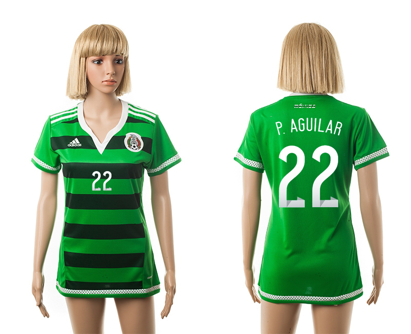 Mexico 22 P.Aguilar Home 2015 FIFA Women's World Cup Jersey