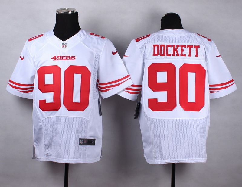 Nike 49ers 90 Dockett White Elite Jersey