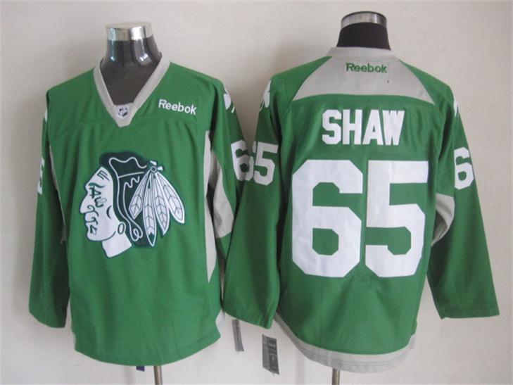 Blackhawks 65 Shaw Green Jerseys
