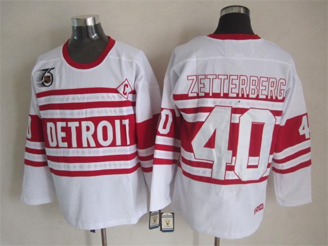 Red Wings 40 Zetterberg White 75th Anniversary CCM Jerseys