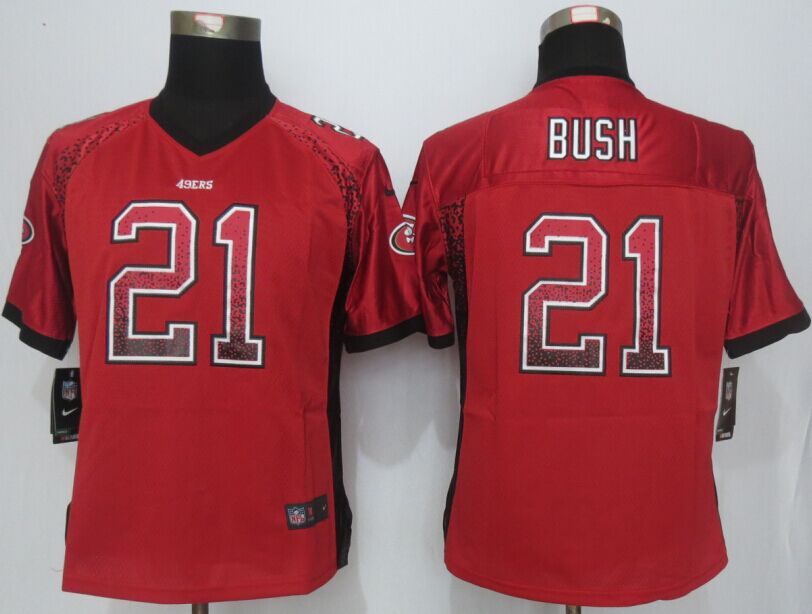 Nike 49ers 21 Reggie Bush Drift Fashion Red Women Jersey