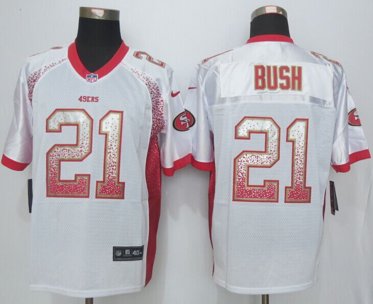 Nike 49ers 21 Reggie Bush Drift Fashion White Elite Jersey - Click Image to Close