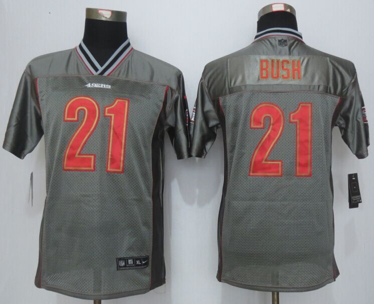 Nike 49ers 21 Reggie Bush Grey Vapor Youth Jersey