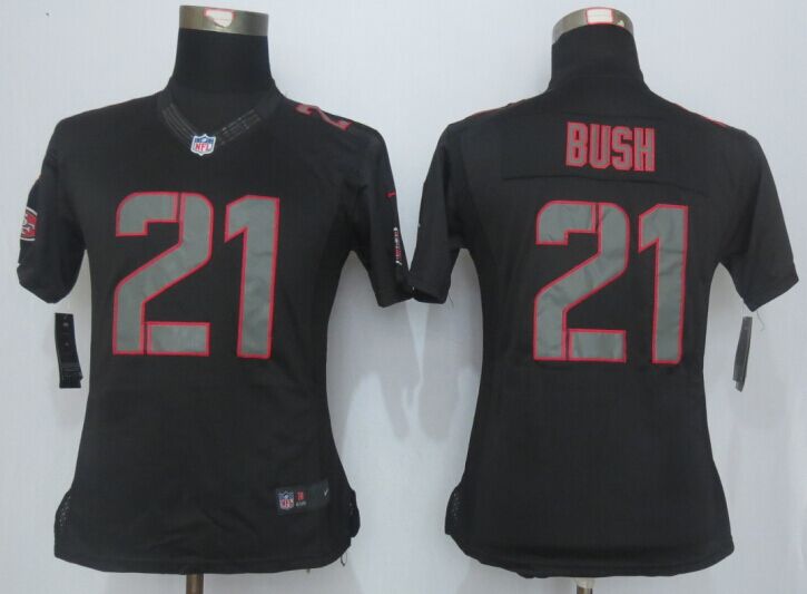 Nike 49ers 21 Reggie Bush Impact Limited Black Women Jersey - Click Image to Close