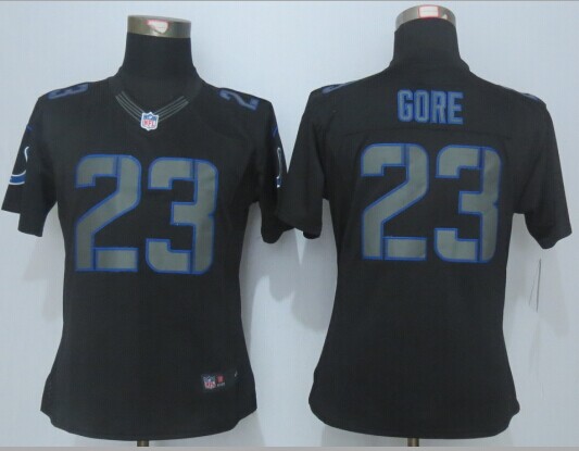 Nike Colts 23 Frank Gore Black Impact Limited Women Jersey
