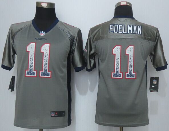 Nike Patriots 11 Edelman Grey Drift Fashion Youth Jersey - Click Image to Close