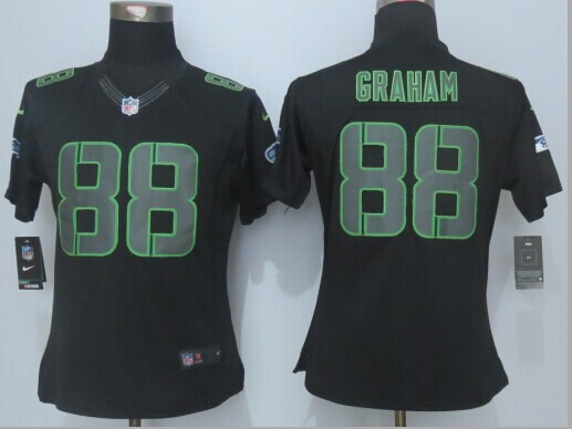 Nike Seahawks 88 Jimmy Graham Black Impact Limited Women Jersey