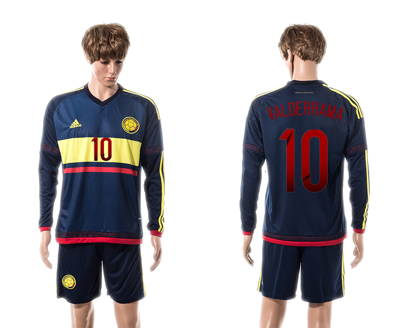 2015-16 Colombia 10 Valderrama Away Long Sleeve Jersey