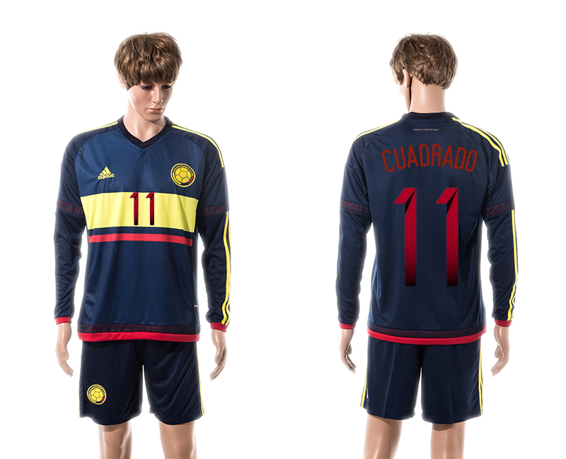 2015-16 Colombia 11 Cuadrado Away Long Sleeve Jersey