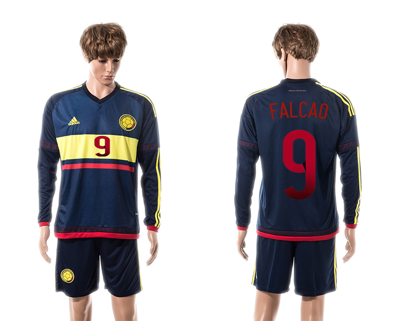 2015-16 Colombia 9 Falcao Away Long Sleeve Jersey