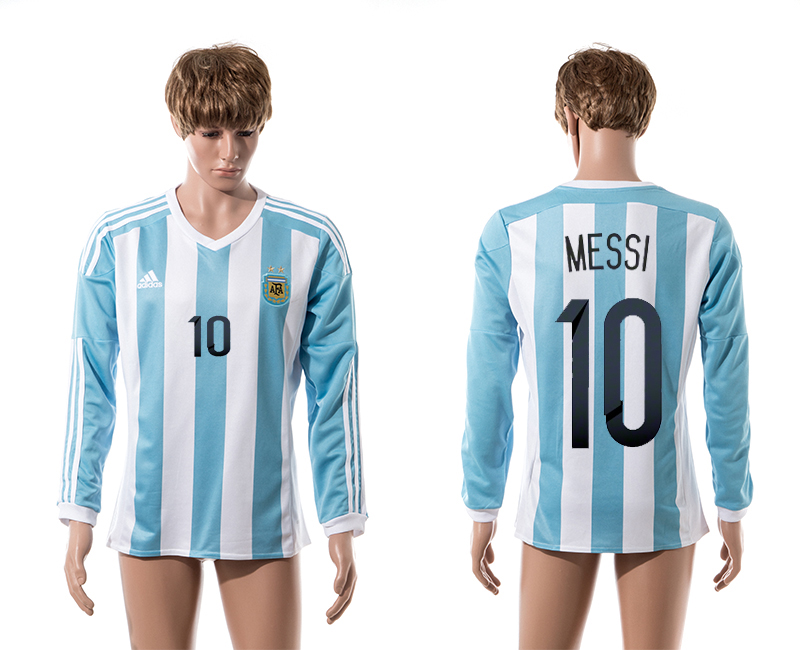2015-16 Argentina 10 Messi Home Long Sleeve Thailand Jersey