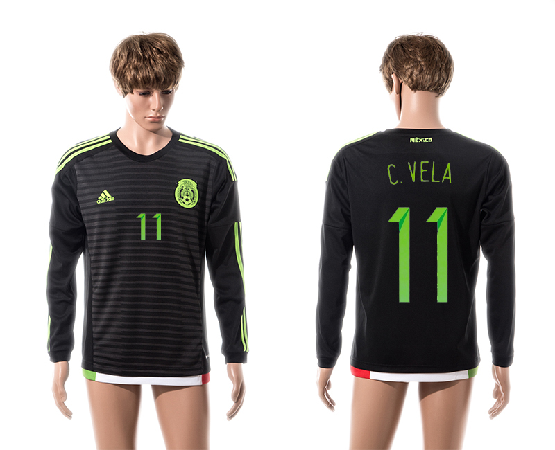 2015-16 Mexico 11 C.Vela Home Long Sleeve Thailand Jersey