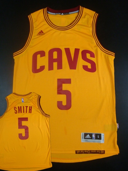 Cavaliers 5 J.R.Smith Yellow 2014-15 Hot Printed New Rev 30 Jersey - Click Image to Close
