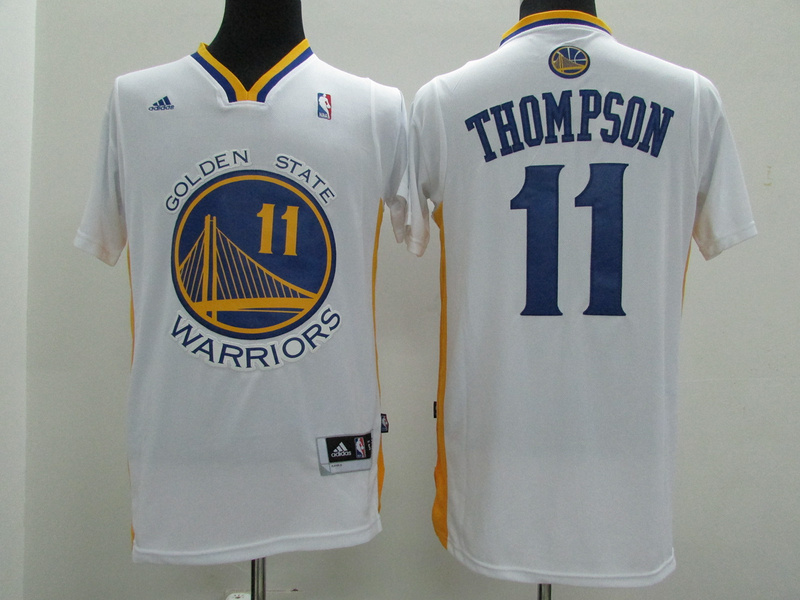Warriors 11 Klay Thompson White Short Sleeve Jersey