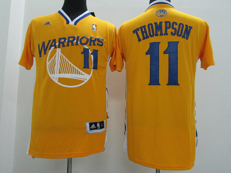Warriors 11 Klay Thompson Yellow Short Sleeve Jersey