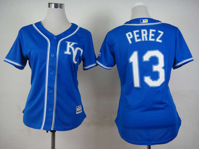 Royals 13 Perez Blue Women New Cool Base Jersey - Click Image to Close