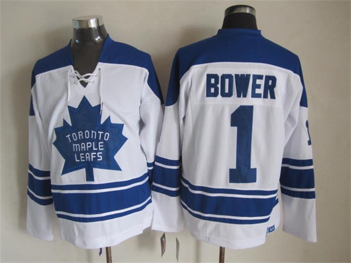 Maple Leafs 1 Bower White CCM Jersey