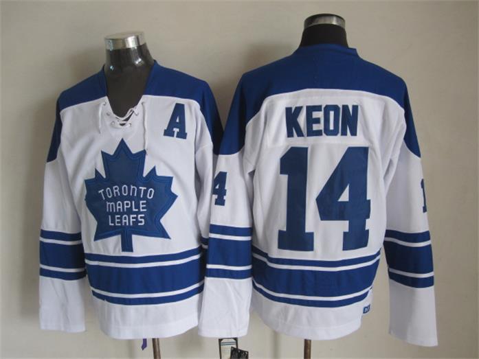 Maple Leafs 14 Keon White A Patch CCM Jersey