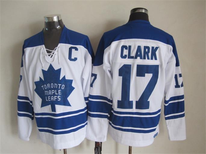Maple Leafs 17 Clark White C Patch CCM Jersey