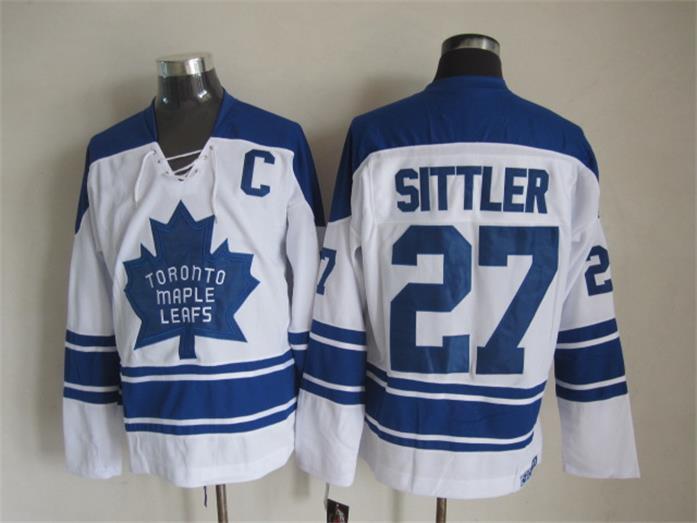 Maple Leafs 27 Sittler White C Patch CCM Jersey