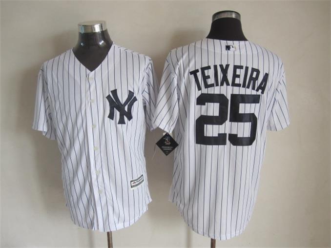 Yankees 25 Teixeira White New Cool Base Jersey