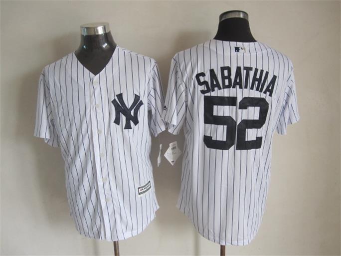 Yankees 52 Sabathia White New Cool Base Jersey