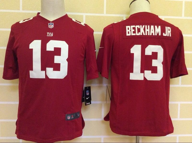 Nike Giants 13 Beckham Jr Red Youth Game Jersey