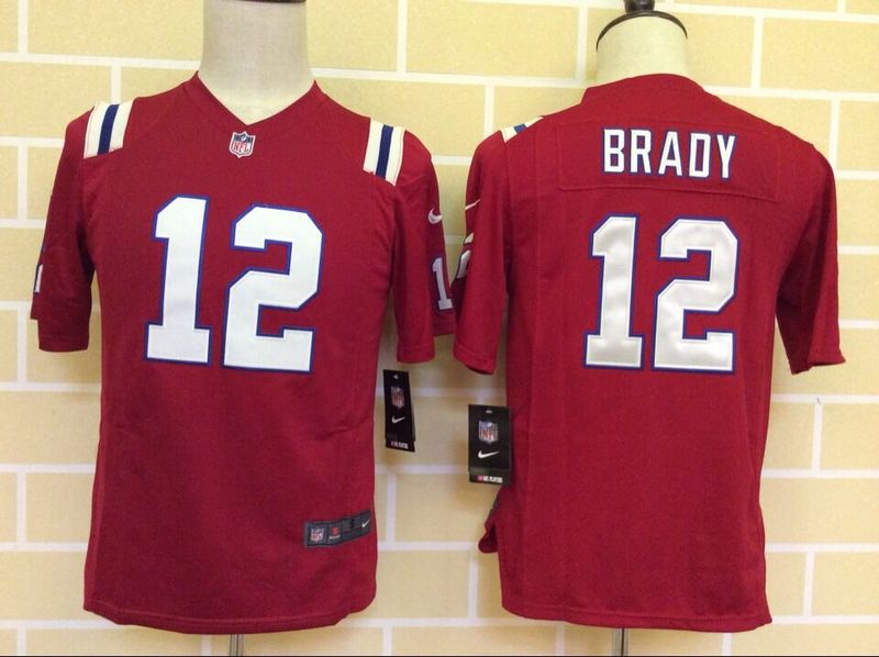 Nike Patriots 12 Brady Red Youth Game Jersey