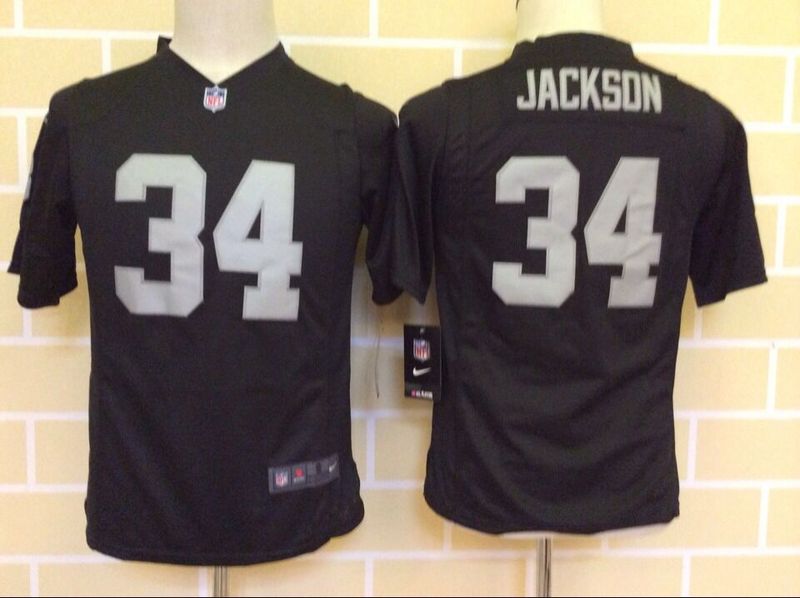 Nike Raiders 34 Jackson Black Youth Game Jersey - Click Image to Close