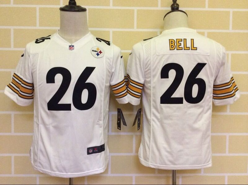 Nike Steelers 26 Bell White Youth Game Jersey