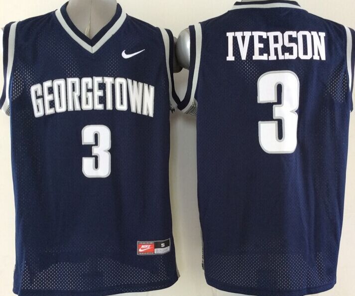 Georgetown Hoyas 3 Iverson Blue College Jersey Georgetown Hoyas 3 Iverson Blue College Jersey