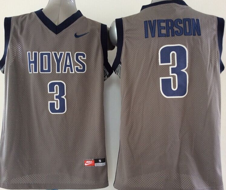 Georgetown Hoyas 3 Iverson Grey College Jersey