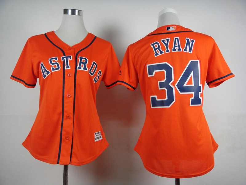 Astros 34 Ryan Orange New Cool Base Women Jersey
